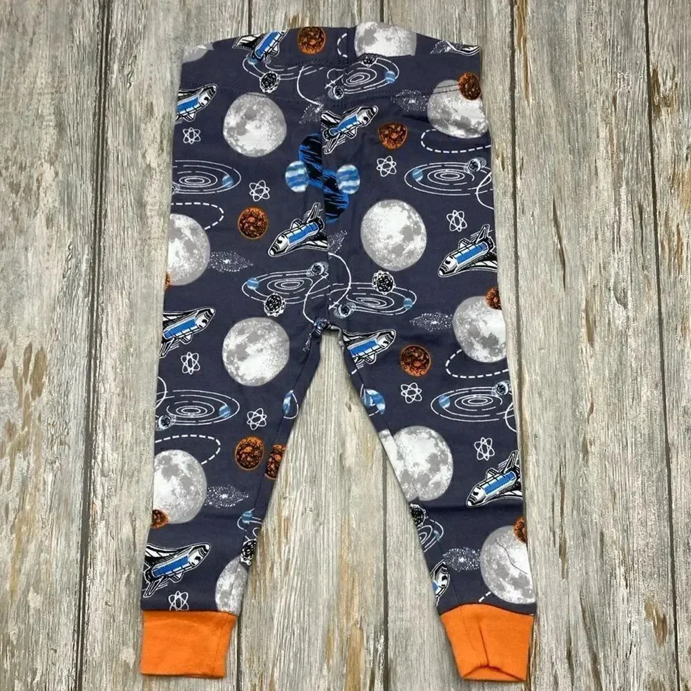 Dinosaur & Spaceship Cotton Long Sleeve Tight Fit Pajamas 2, 2-Pc Sets Size 12 M